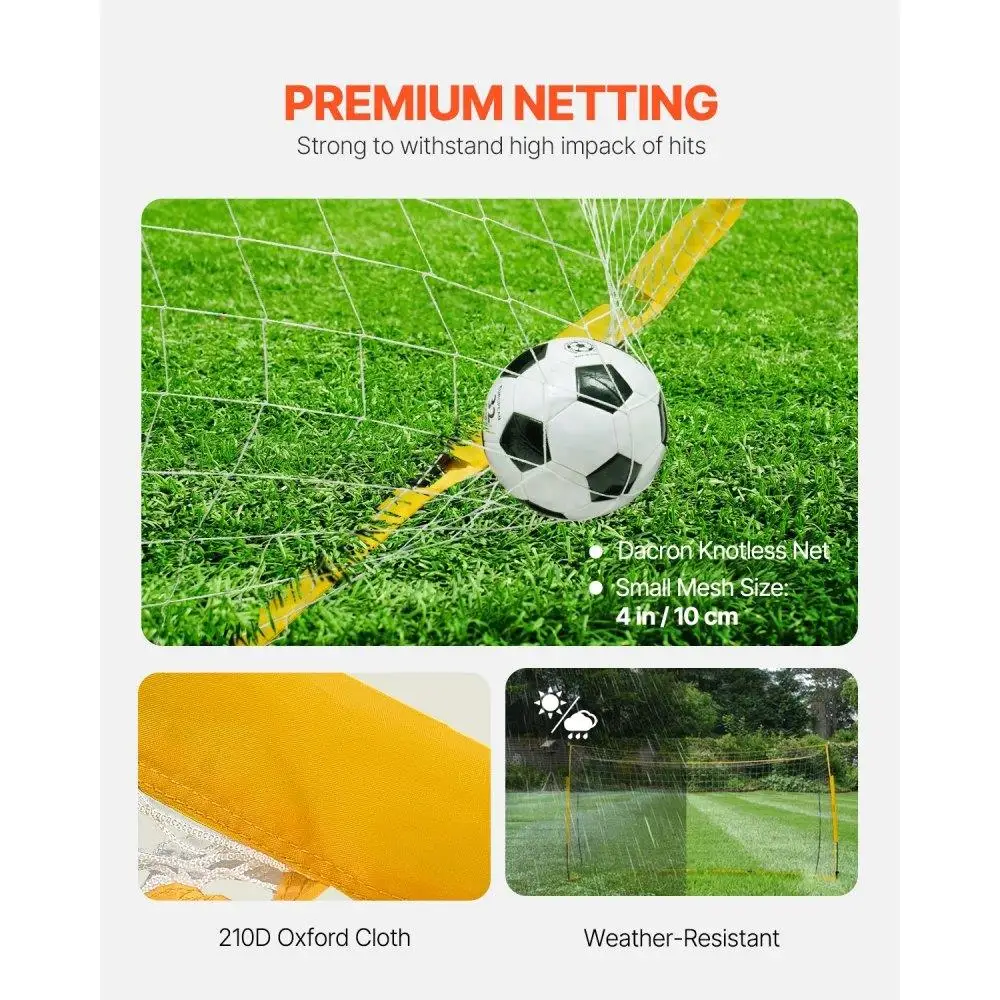 Portable Kids Soccer Goal Net Set 12ft x 6ft with Yellow Carry Bag Backyard Soccer Fun for Children's Sports Equipment