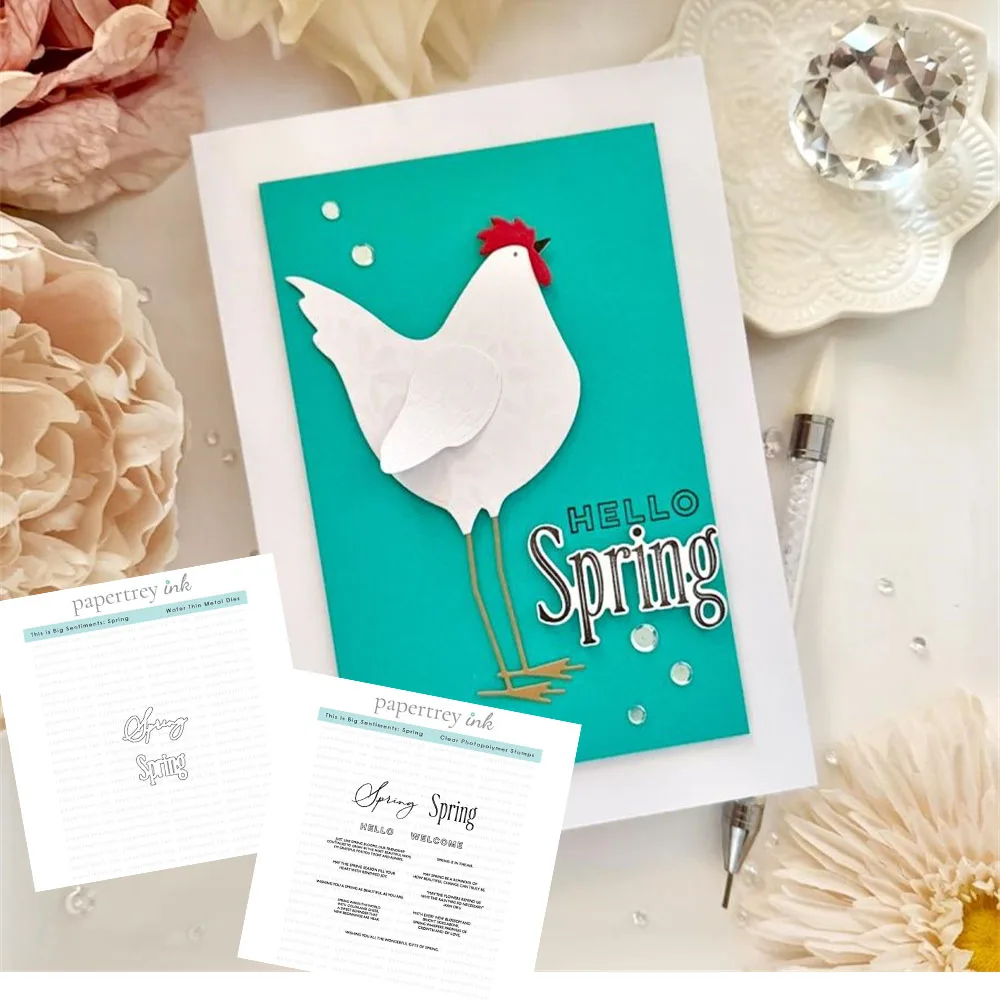 

Sentiments Clear Stamps and Metal Cutting Dies Spring Wagon Sets for DIY Craft Making Greeting Card Scrapbooking Decoration