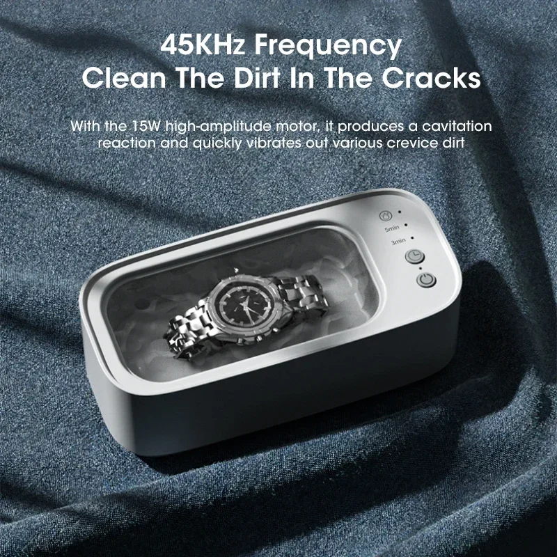 

Ultrasonic Cleaner Electric Professional High Frequency Vibration 3-Speed Timer Adjustable for Glasses Jewelry Deep Cleaning