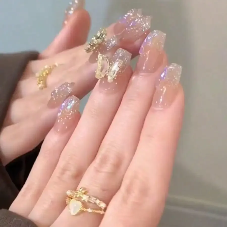 

24Pcs Luxury Rhinestone Glitter Nails, Reusable Long-Lasting, Daily Party Glam, Free Shipping