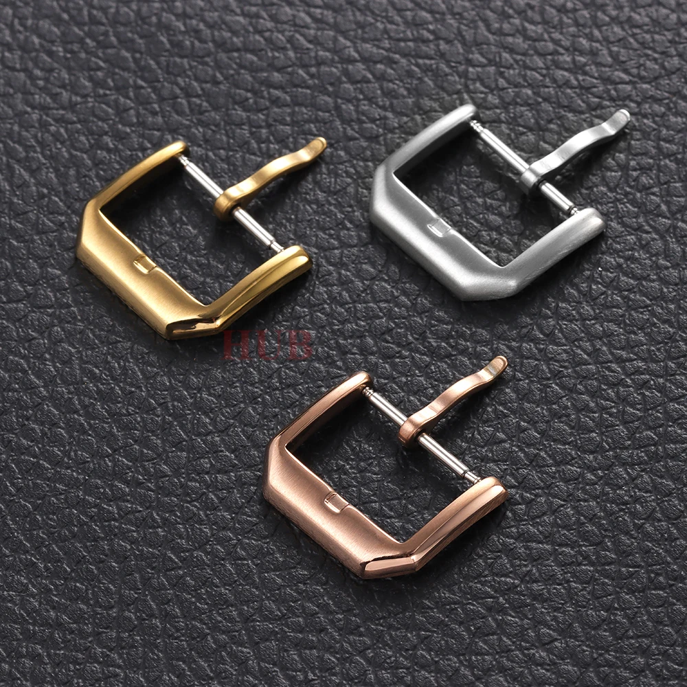 307 Stainless Steel Clasp Light Weight Buckle Genuine Cowhide Strap Buckle Metal Matte Silver Black Band Button 16mm 18mm 20mm