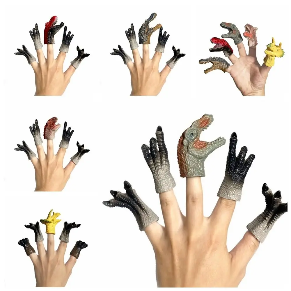 5 pezzi di dinosauro cartone animato dinosauro burattino da dito giocattoli burattini a mano testa di dinosauro in gomma burattino a mano bambola da dito mini