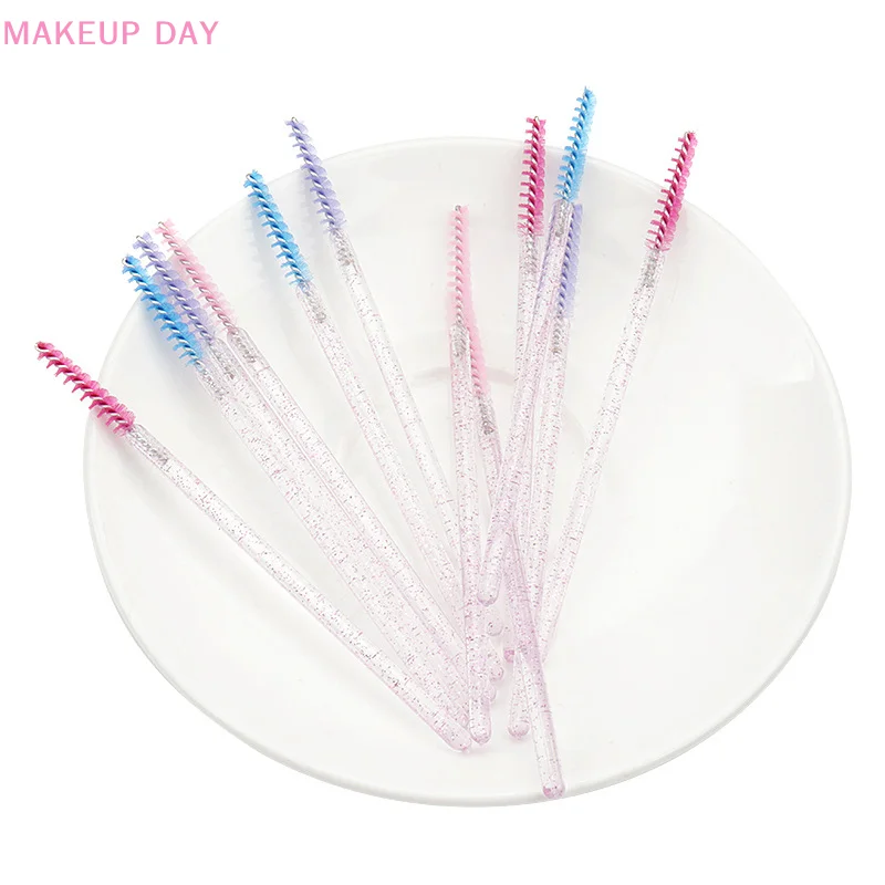 Eyelash Extension Rainbow Crystal Eyebrow Brush Mascara Wand Applicator Spoolers Eye Lashes Cosmetic Brushes Set Makeup Tool