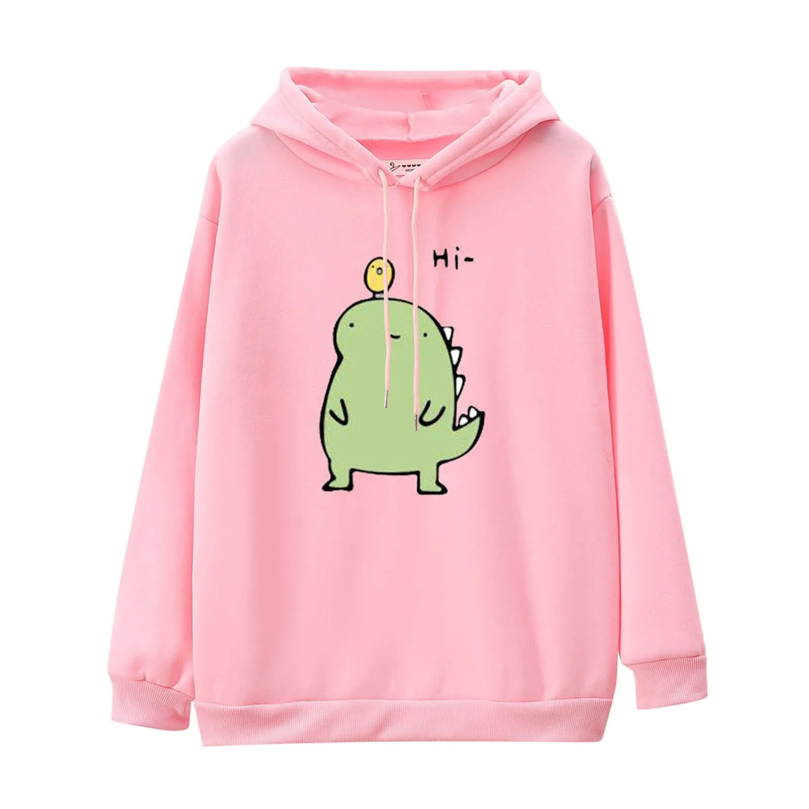 

Cartoon Dinosaur Print Sweatshirts Hooded Pullover for Women Long Sleeve Casual Hoodies Autumn Couples Drawstring Sweatshirts