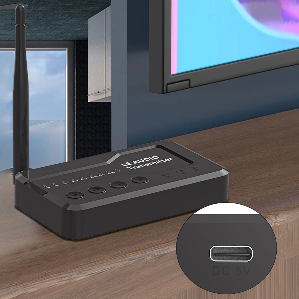 LE Wireless Audio Music Transmitter Adapter Bluetooth-Compatible 5.3 Wireless LE Audio Adapter BT Transmitter for TV Headphons