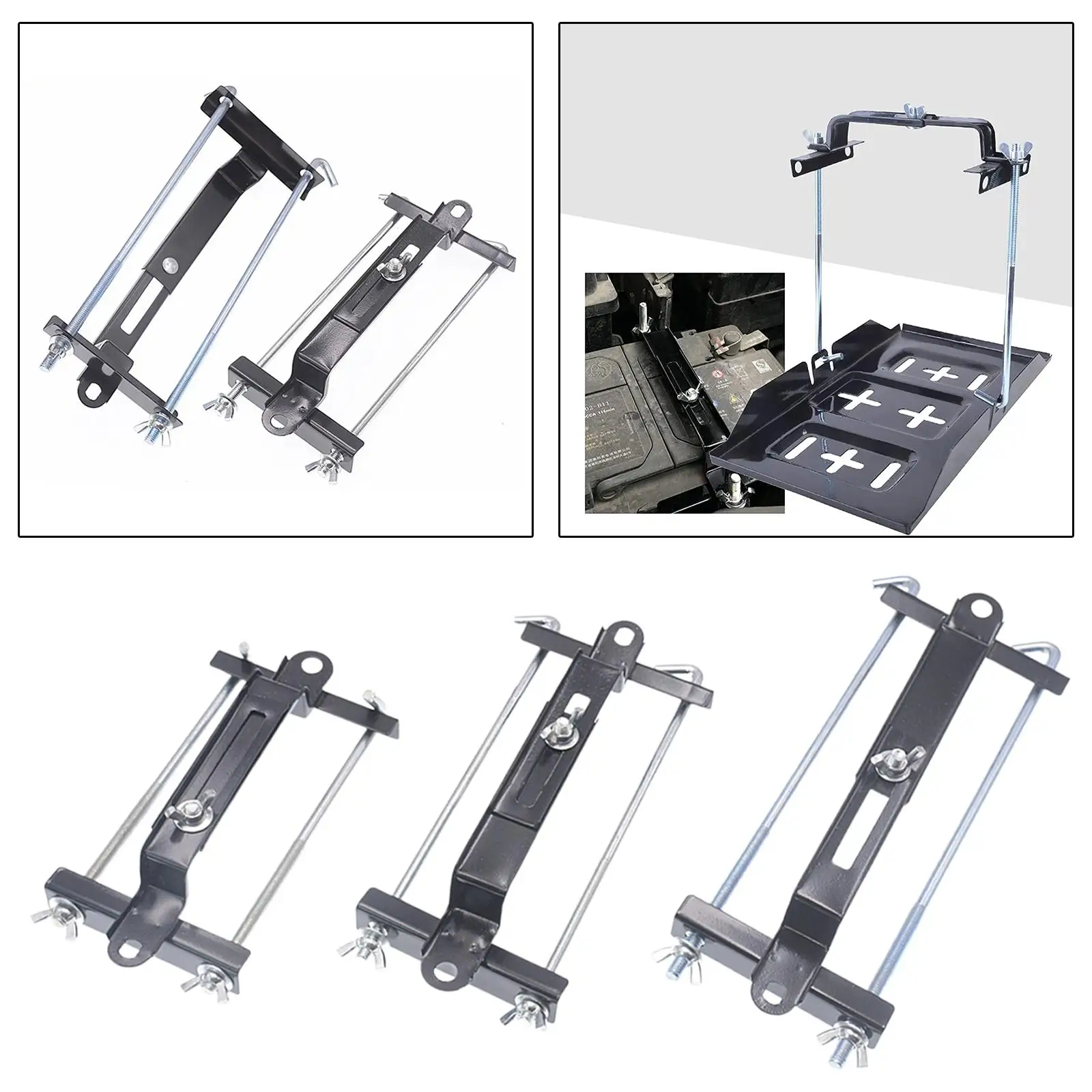 

Space Saving Iron Battery Hold Down Adjustable J Hook Bracket Universal Secure Holder for SUV Car