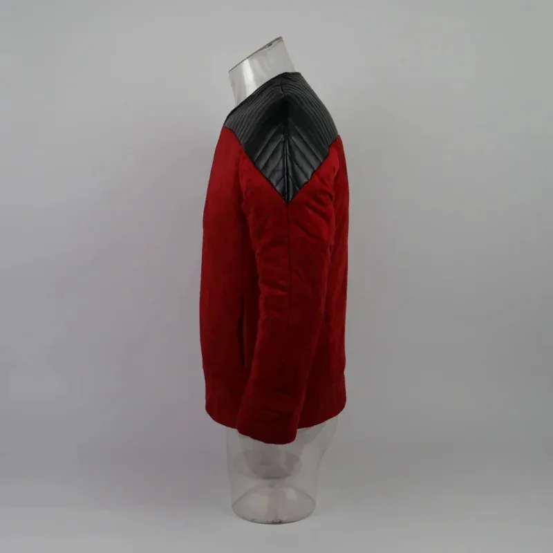 Nuevo 2025 estrella de la próxima generación Rek capitán Picard Duty uniforme chaqueta TNG disfraz rojo hombre abrigo de invierno cálido Cosplay Cos eqs9X