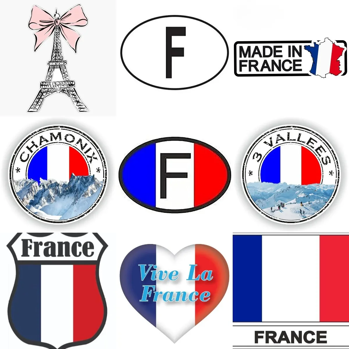 

F France French Flag Paris Tower Creative Stickers for Decorate Off Road Laptop Car Bicycle Motorcycle Wall Decal Accessories
