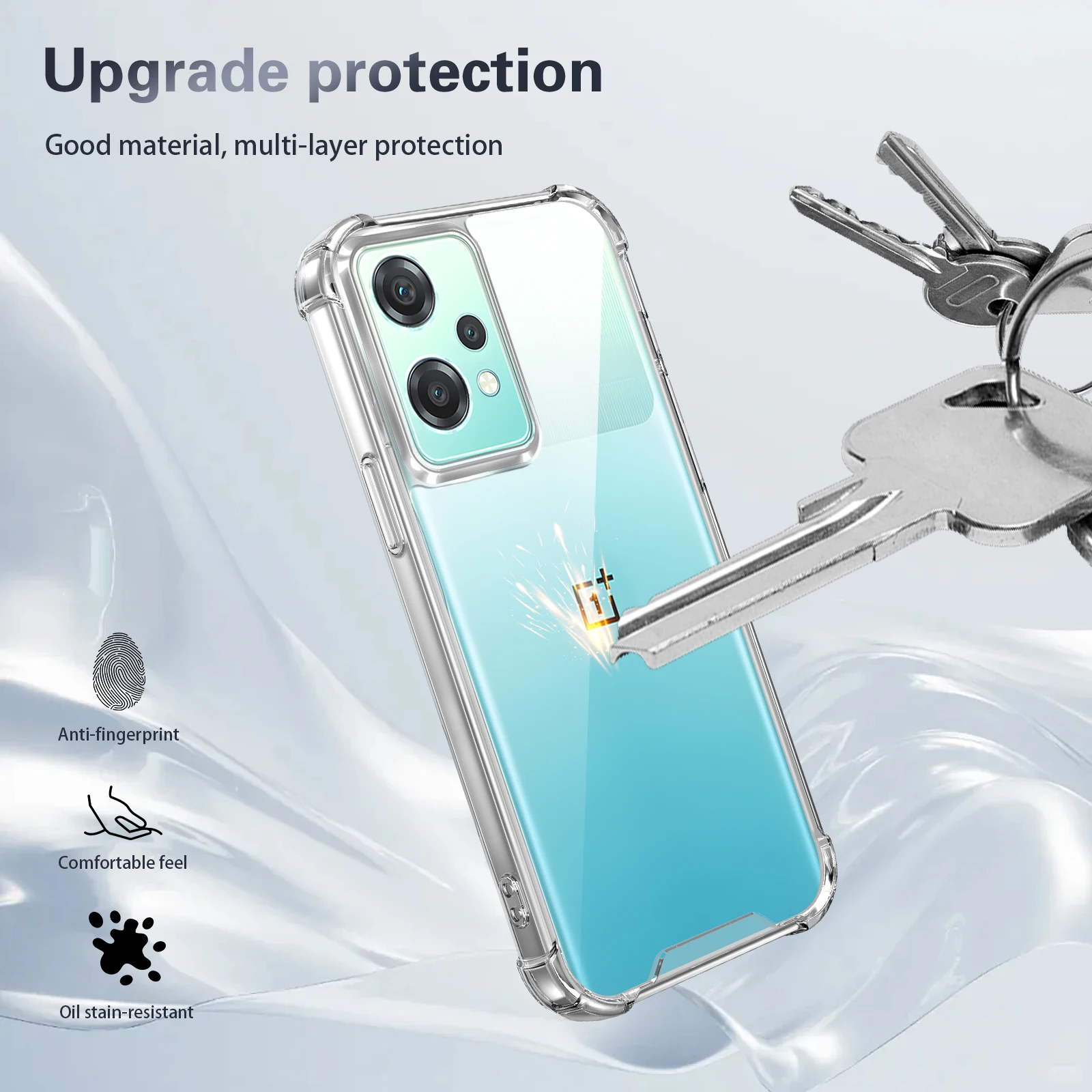 Oneplus Nord CE 2 IV2201 Hülle Silikon-Stoßfänger Airbag Transparente Rückseite Harte Matte Handyhülle für OnePlus Nord CE2 NordCE2 IV2201