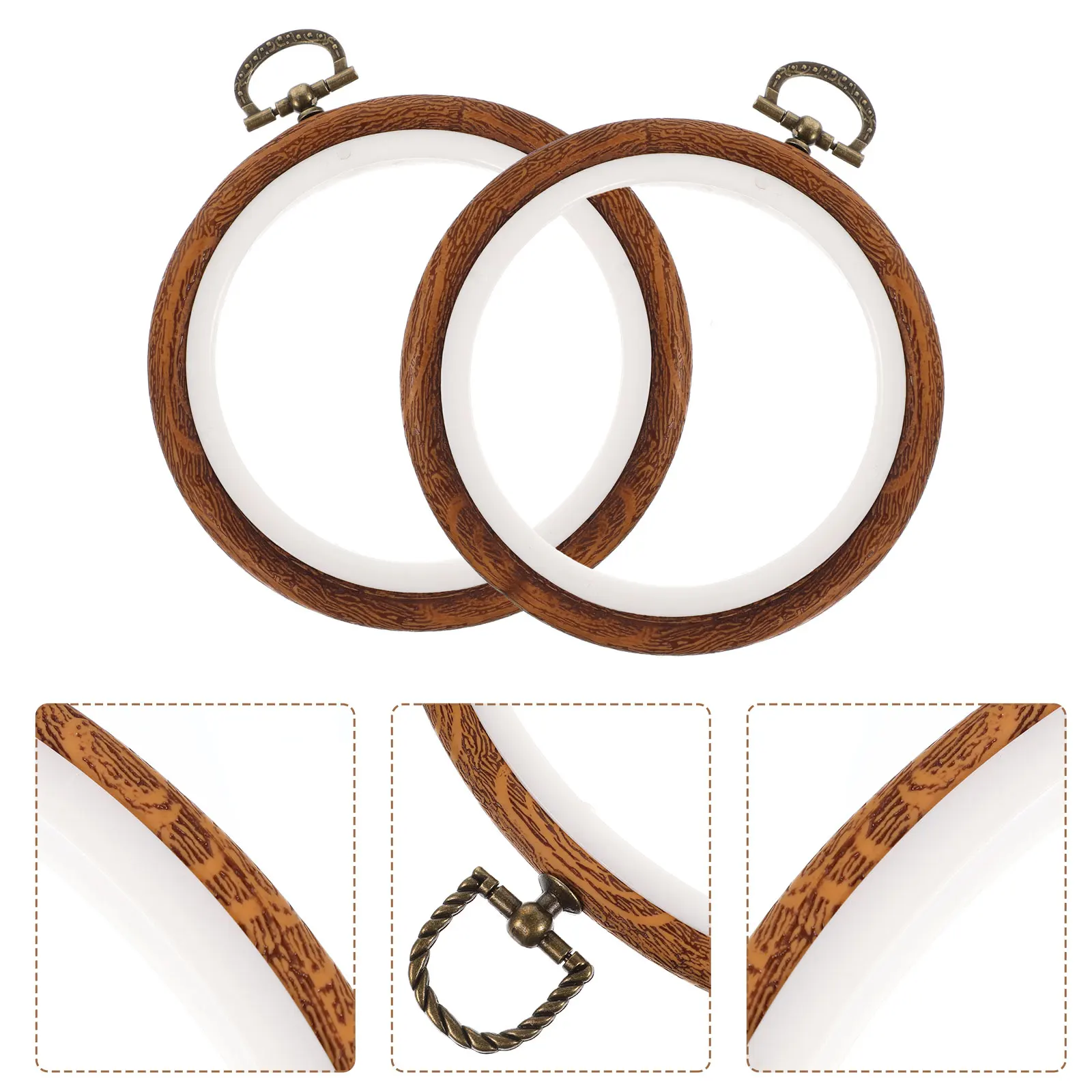

2pcs Plastic Embroidery Hoops Imitation Wood Craft Rings For Diy Cross Stitch Needlework Quilting Decor Supplies Tools 6 Inch