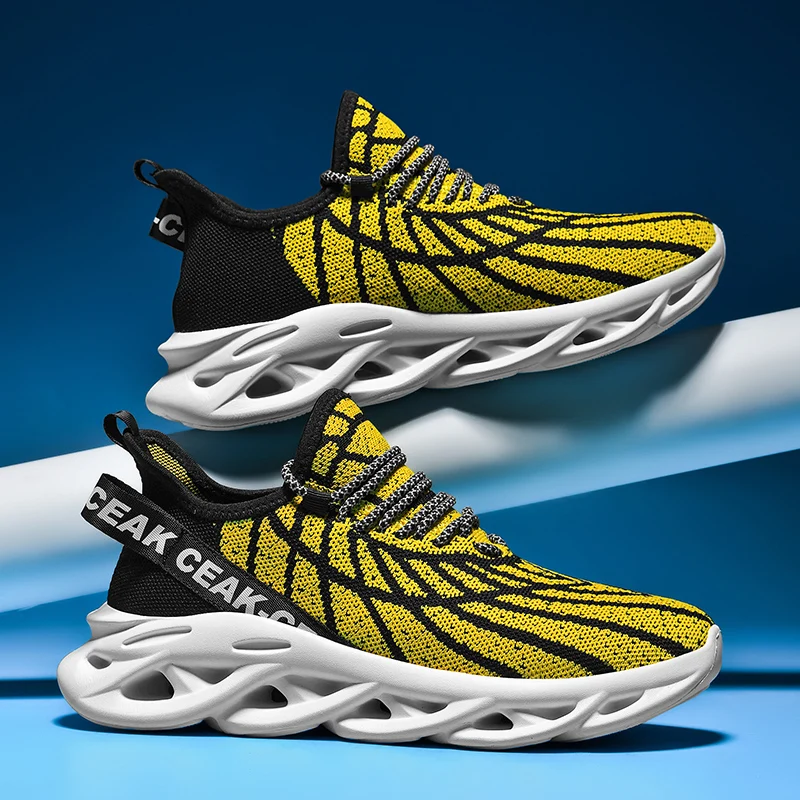 

New Fashion Letter Printed Mens Running Shoes Big Size 50 Mesh Blade Sneakers Men Light Breathable Sports Shoes Trainers for Men