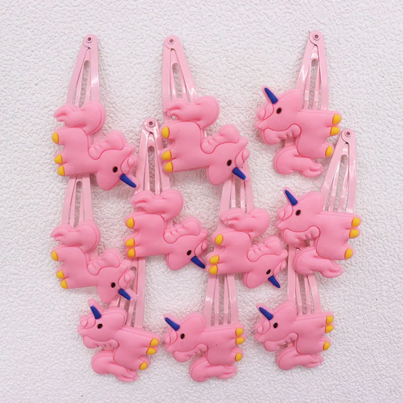 

10Pcs Cartoon Pink Unicorn Hair Clip BB Hairpins PVC Hair Accessories Baby Children Headwear Kids Gift Hair Barrettes for Girls