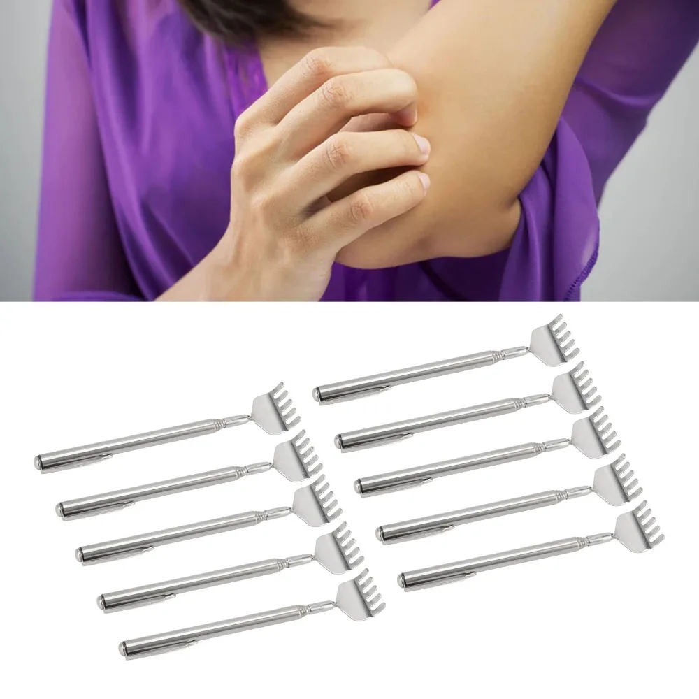 

10Pcs Stainless Steel Back Scratcher with Pen Clip Mini Telescopic Tool Retractable Eco-friendly Portable Scratcher Back Itching