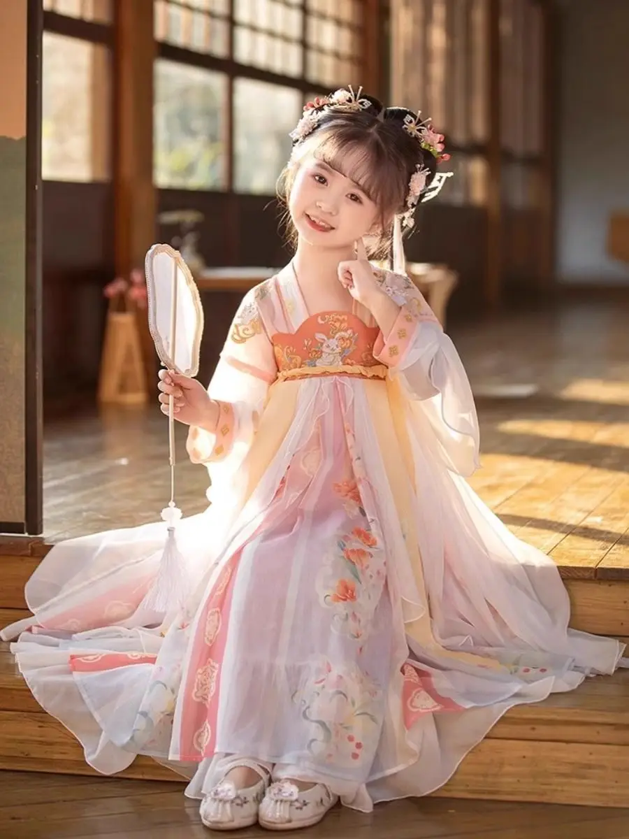 女の子のための古代の衣装,アンティークの衣装,ピンクのドレス,新しい,春と夏,2024