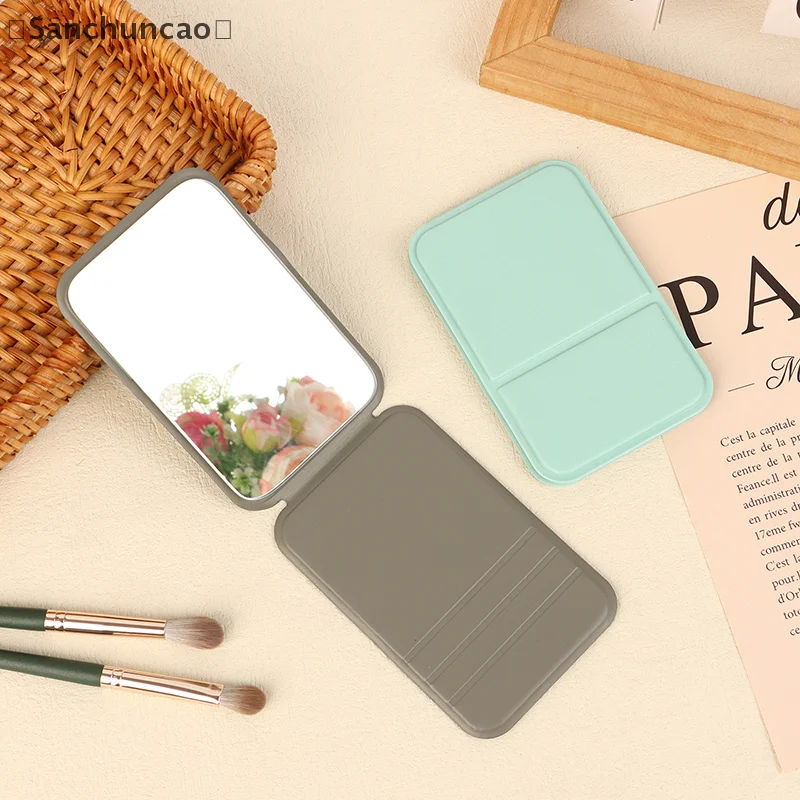 〔San〕미니 PU 데스크탑 메이크업 거울 휴대용 조절 가능한 메이크업 스탠드 거울 접이식 포켓 컴팩트 화장대 화장품 거울