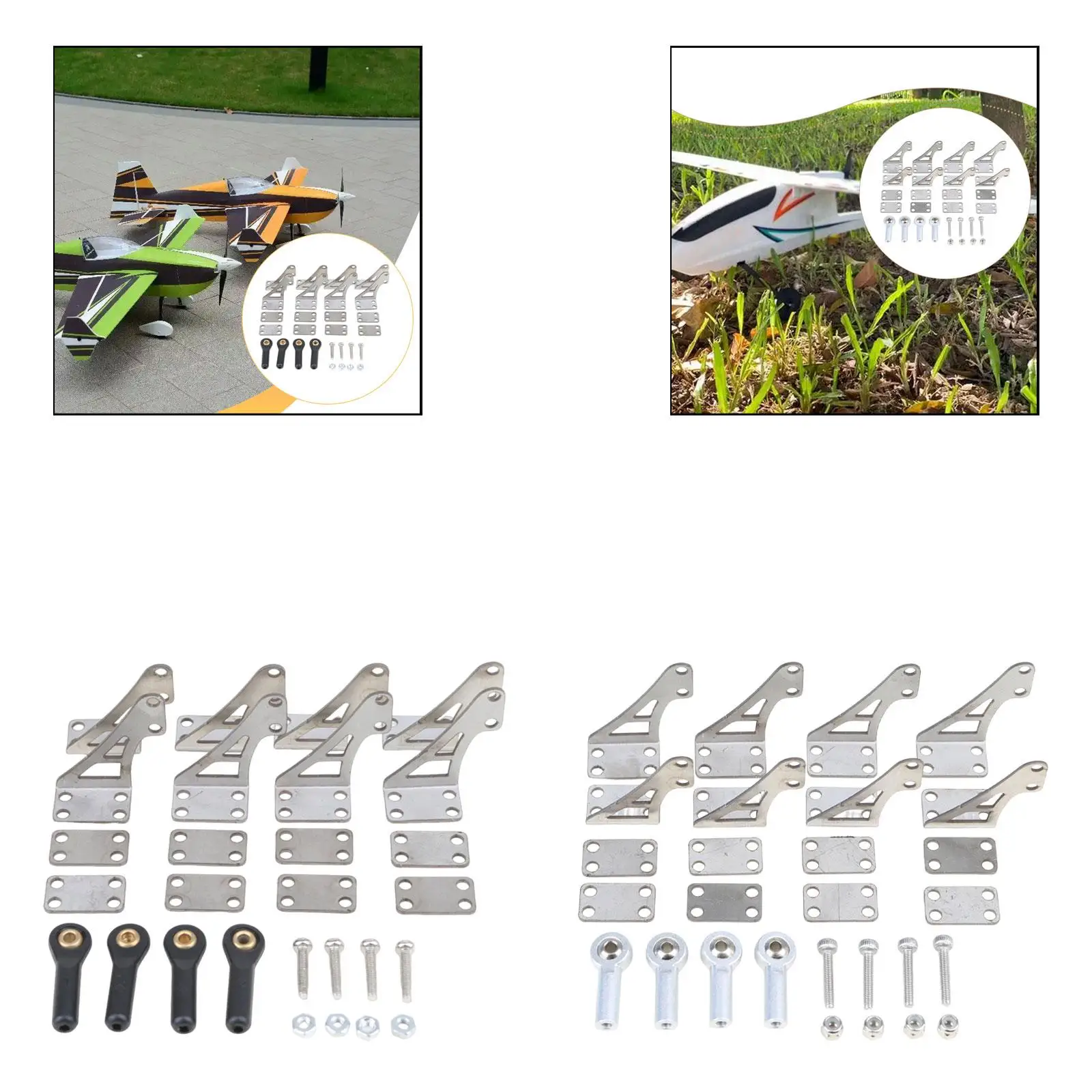 

4 Pieces RC Airplane Control Horn DIY Part Sturdy Fittings Portable Repair Parts with Ball Head Silver Accessory Stainless Steel