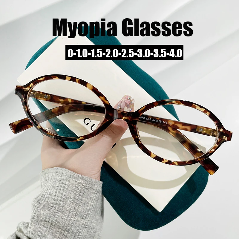 Finished Ladies Myopia Eyeglasses Luxury Brand Leopard Print Black Frame Eyewear Finished Prescription Shortsighted Glasses