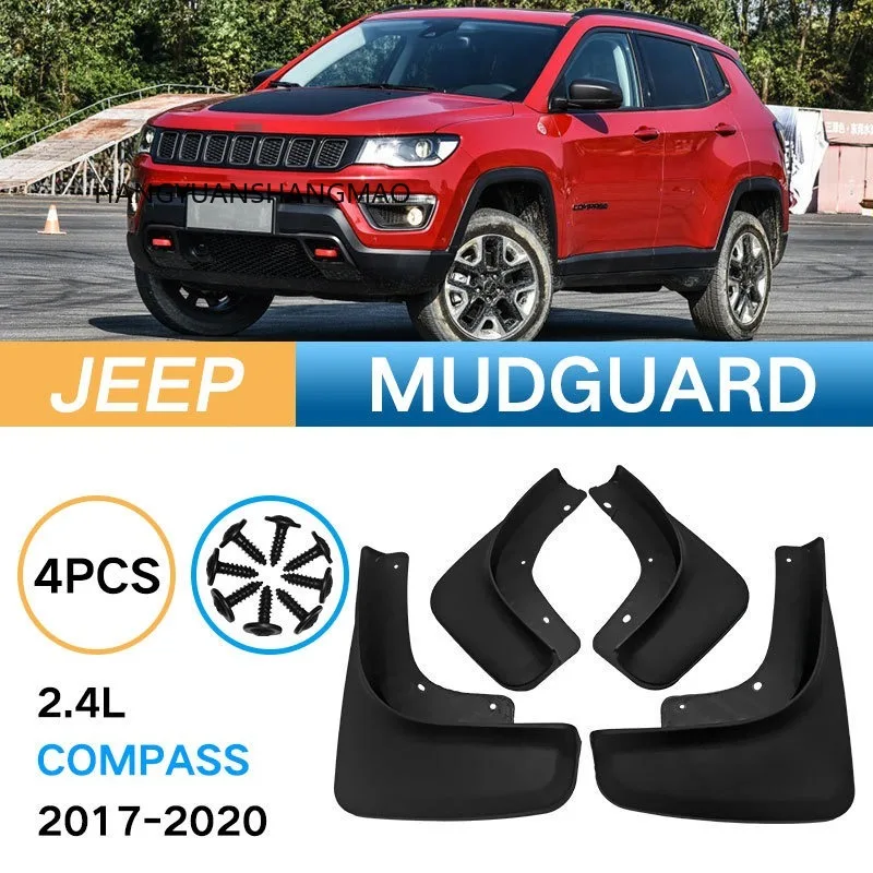 Mud Flaps Set of 4 for JEEP Compass 2.4L 2017-2020 Car Accessories for Fender Splash Guards Mudguard Black ABS Tire Protection