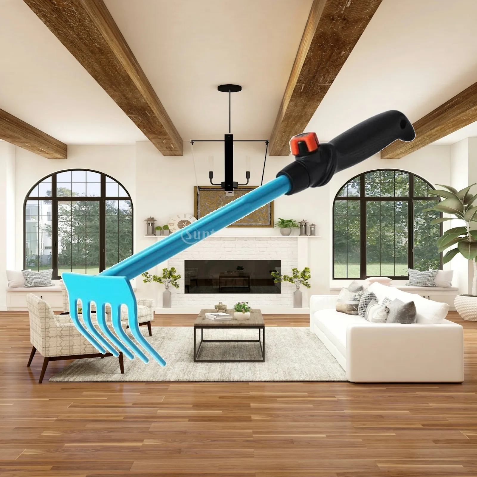 Kit d'outils de jardin à long manche en acier au carbone robuste, avec têtes détachables, revêtement anti-rouille, ensemble d'outils de jardinage multi-têtes