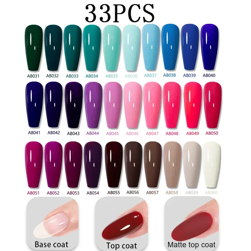 YOKEFELLOW 122 Colors Gel Nail Polish Set Pure Color Gel Soak Off   UV Led Gel Varnish Glitter Sequins Gel Nail Kits 10ML