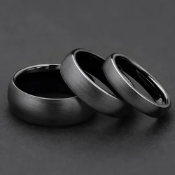 Kolmnsta Anello in ceramica spazzolata nera per uomo Donna 4mm 6mm 8mm di larghezza Anello nuziale maschile Matte anillos mujer Plus Size 4 a Size 14