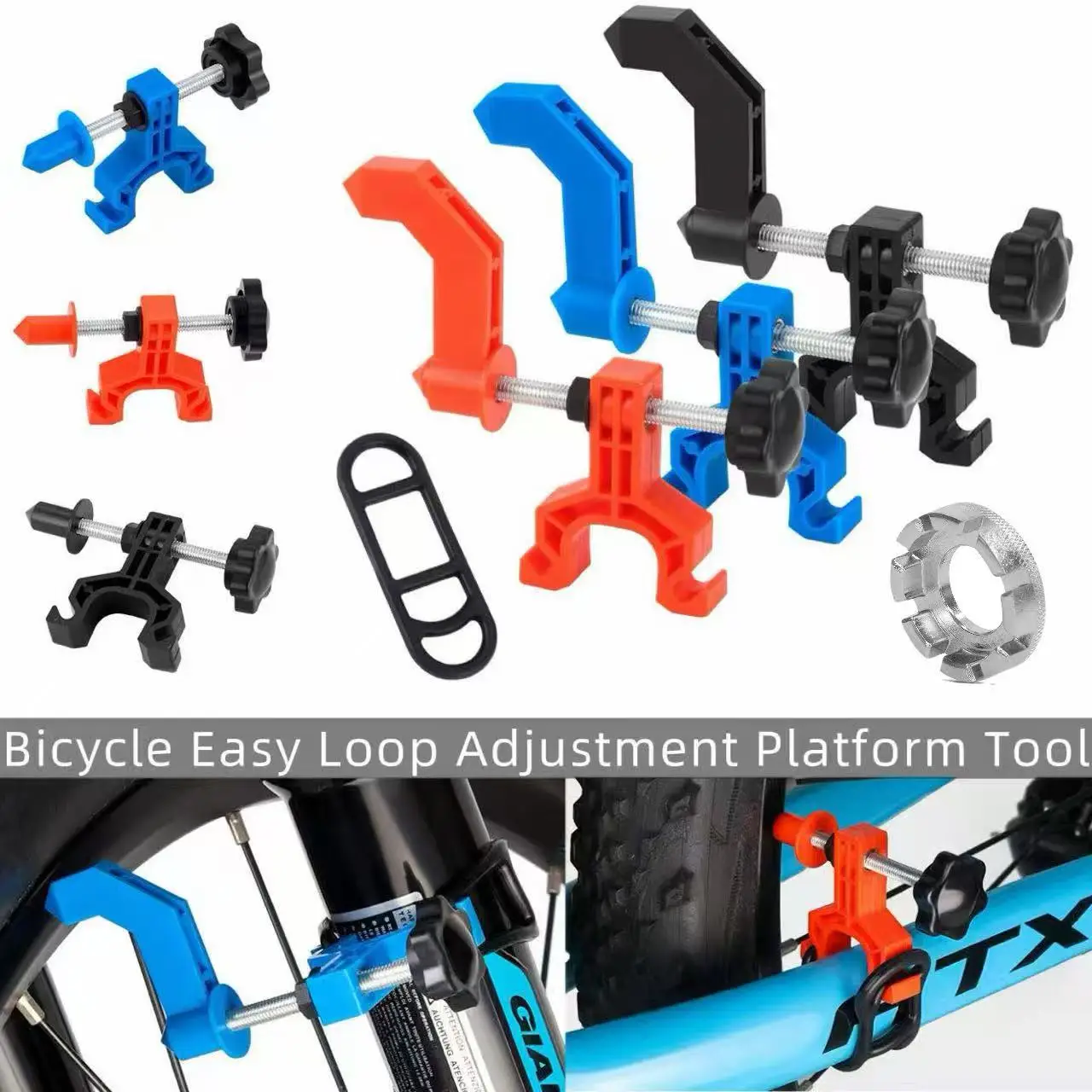 Bicycle wheel repair frame, bicycle wheel adjustment tool, spoke wrench, bicycle repair parts