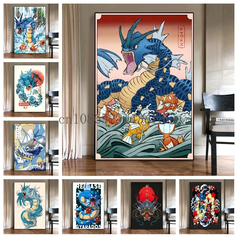 Print on Canvas Pokemon Gyarados Wall Art Home Modern Living Room Friends Gifts Decoration Paintings Decorative Aesthetic Poster