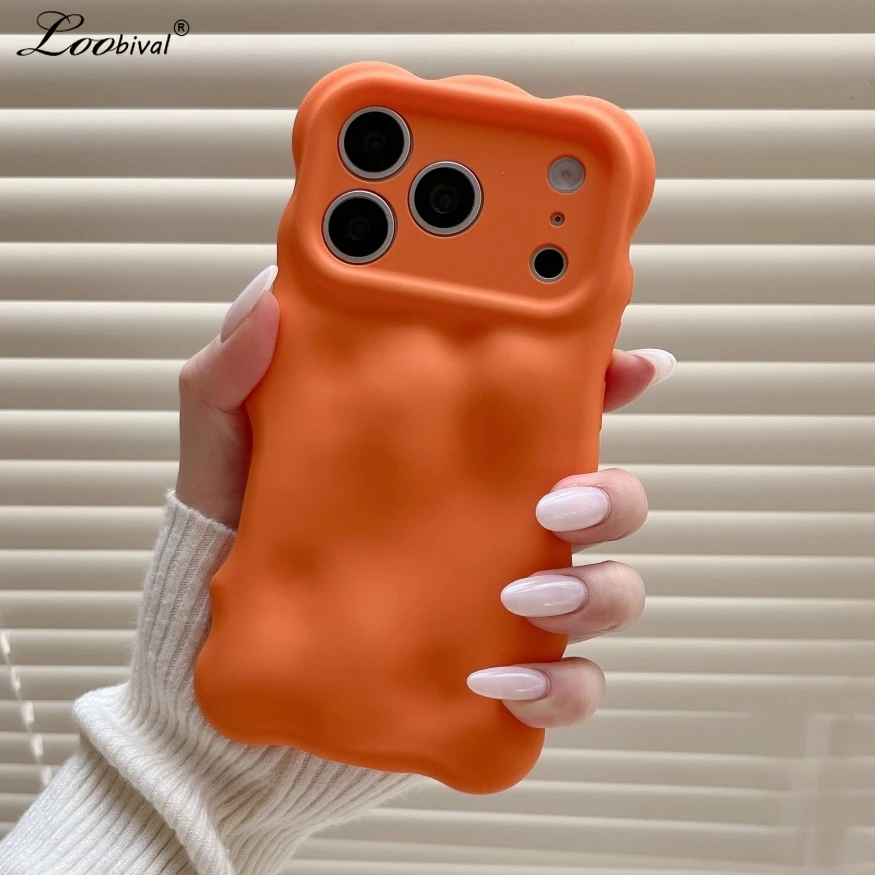 Matte Falten-Wellen-Rand-Hülle für iPhone 17 16 Pro Max Air 14 15 Plus 13 Einfarbiges Meteoritenmuster Mattierte Weiche TPU-Abdeckung
