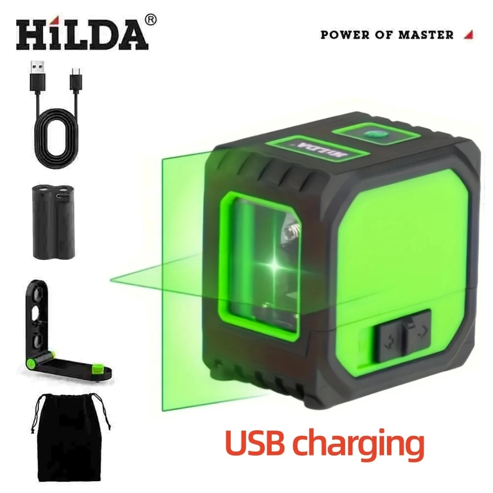 HILDA 2 Laser Level Automatic Leveling Green Crosshair Laser Level Suitable For Indoor/Outdoor/Building/DIY/Image Hanging