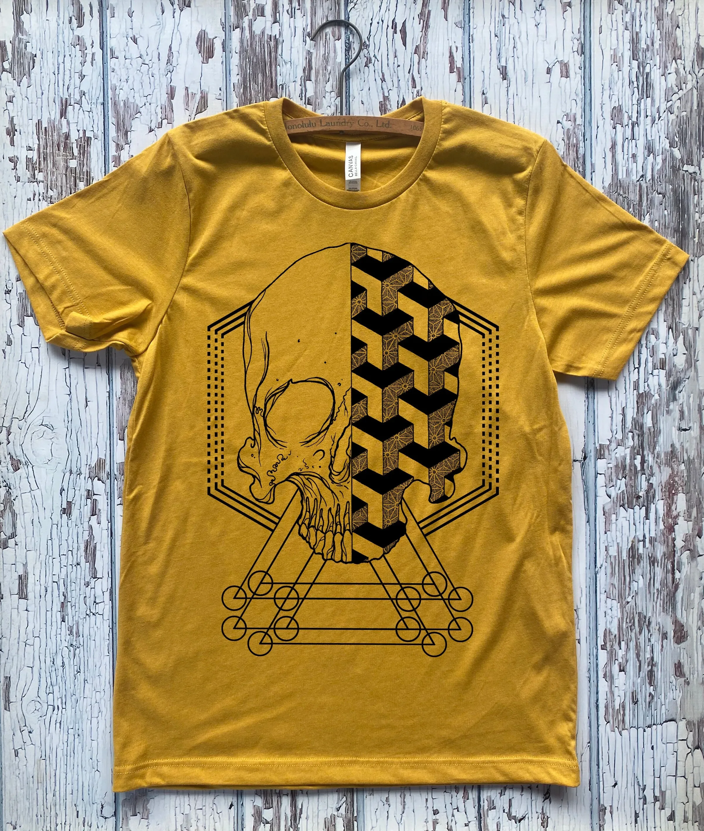 GEOSKULL T-Shirt Sacred Geometry Dotwork Linework GEOMETRIC Pattern SKULL Kollaboration mit Cole Pittman