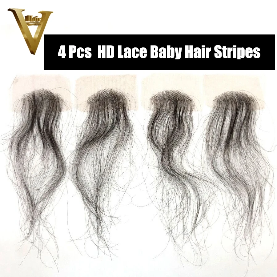 HD Lace Baby Hair Stripes 4 Pcs Virgin Human Hair Edge Reusable More Natural for Black Women Swiss Lace Hairline Free Shipping