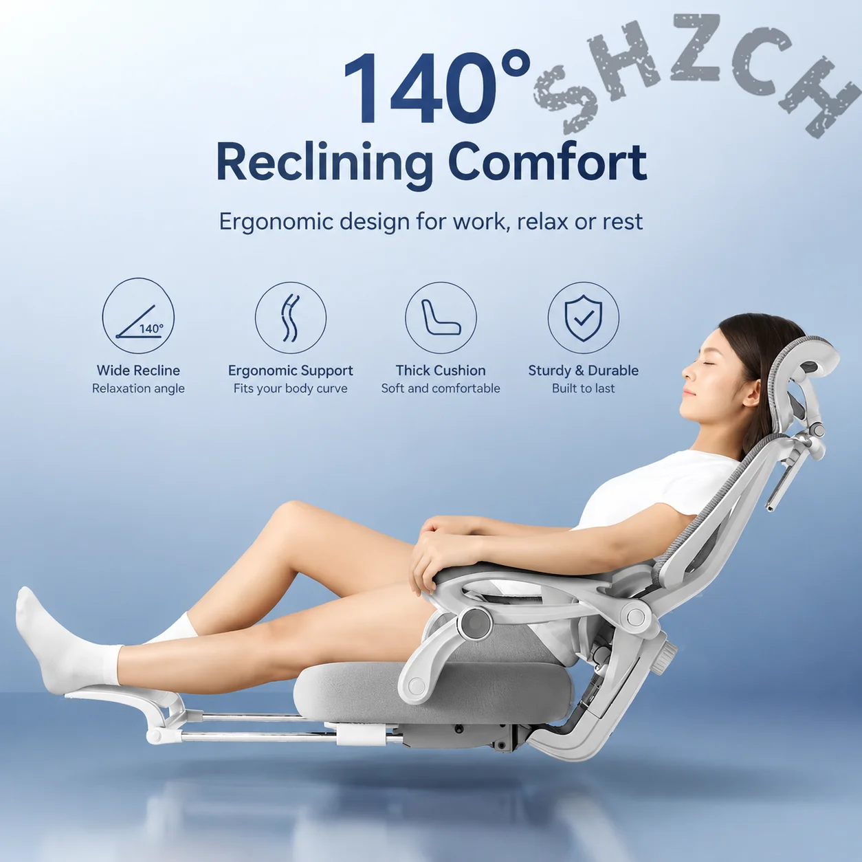 Ergonomic High-Back Office Chair with Adjustable Lumbar Support, Recline Function & Seat Height Control for Home or Professiona