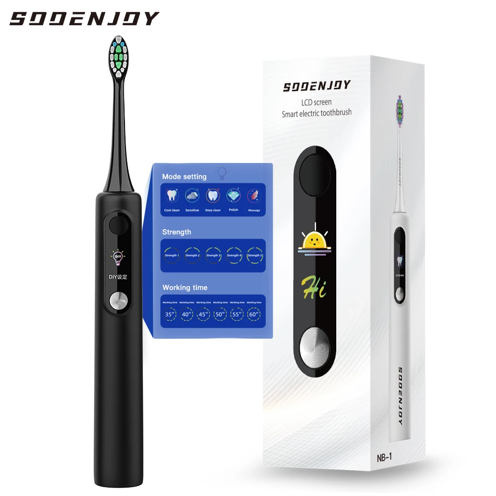 SOOENJOY NB-1 Sonic Electric Toothbrush Smart LCD Screen Sonic Tooth Brush DIY Mode Automatic Cleaner Adult IPX7 Waterproof