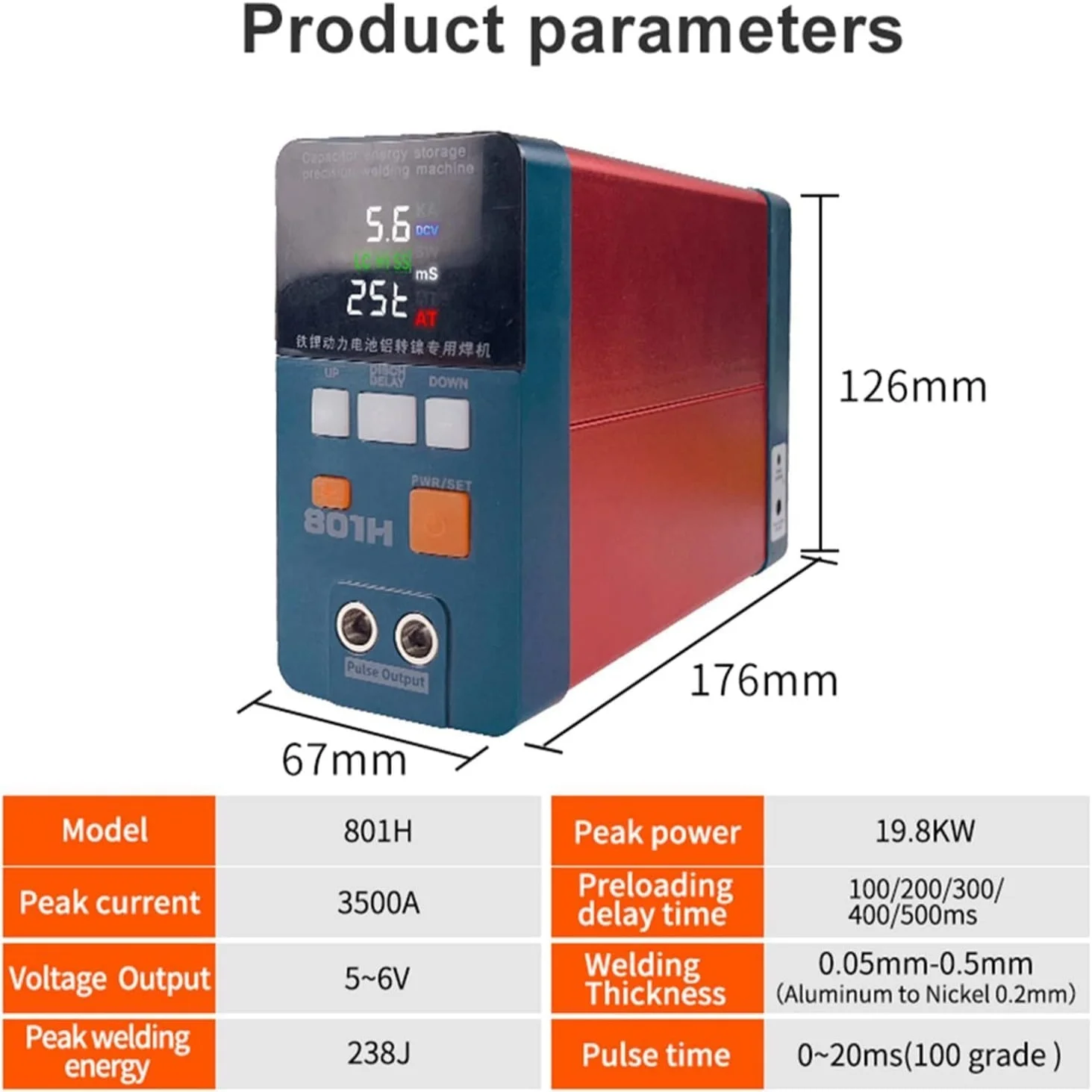 801H Led Pulse Welder Battery Aluminum To Nickel Large Single Battery Spot Welder 19.8Kw 3500A Cordless Welding Machine