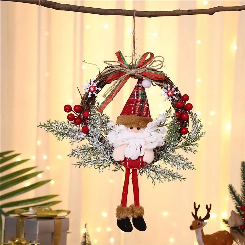 ABRB-Artificial Christmas Wreath For Front Door Wall Window Farmhouse Home Decoration