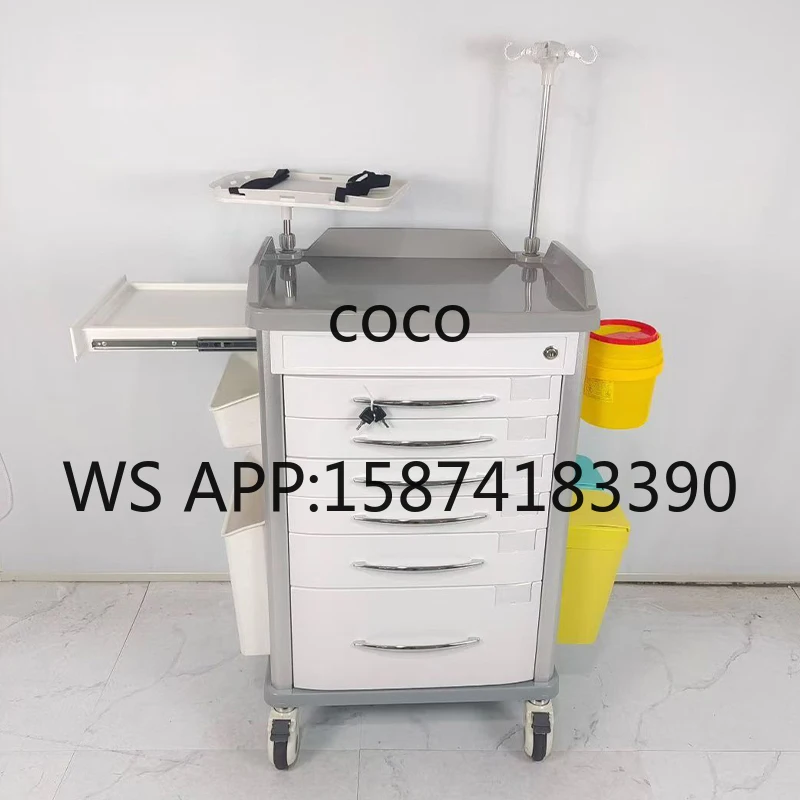 Mobile Movable Locking Nurse Cart, OEM Universal Rolling Medical Trolley for Hospital Clinic