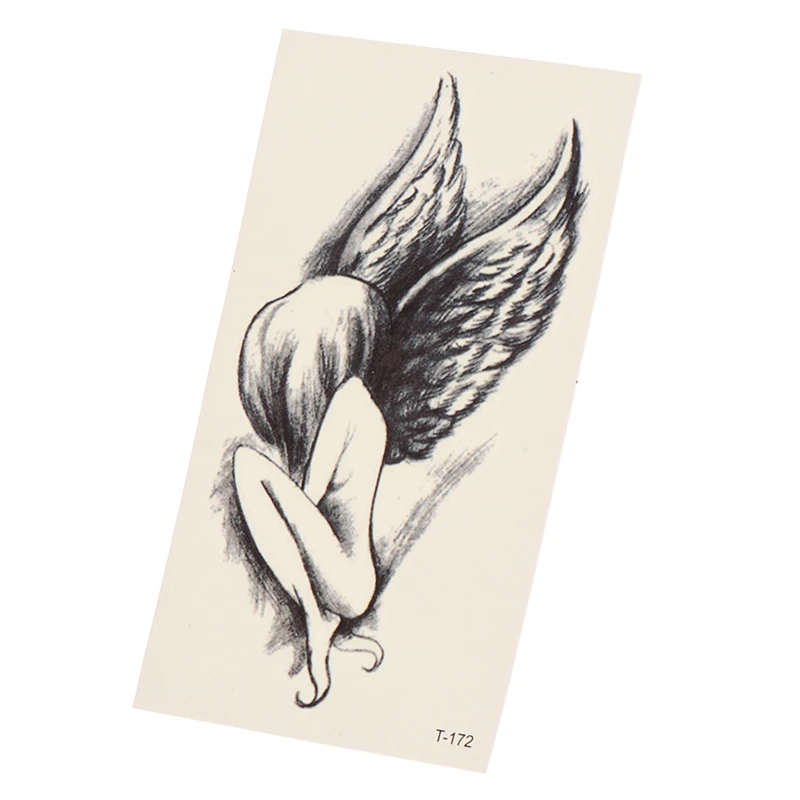 مقاوم للماء شبه دائمة الوشم الملاك الصغير تصاميم الوشم للرقبة اليد إصبع المرأة الرجال الوشم المؤقت يدوم