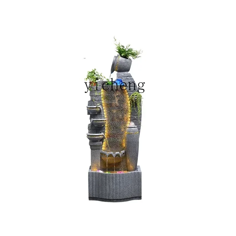 Flowing Water Fountain Ornament Circulating Water Living Room Lucky Entrance New Residence Opening Office Light LuxuryX24