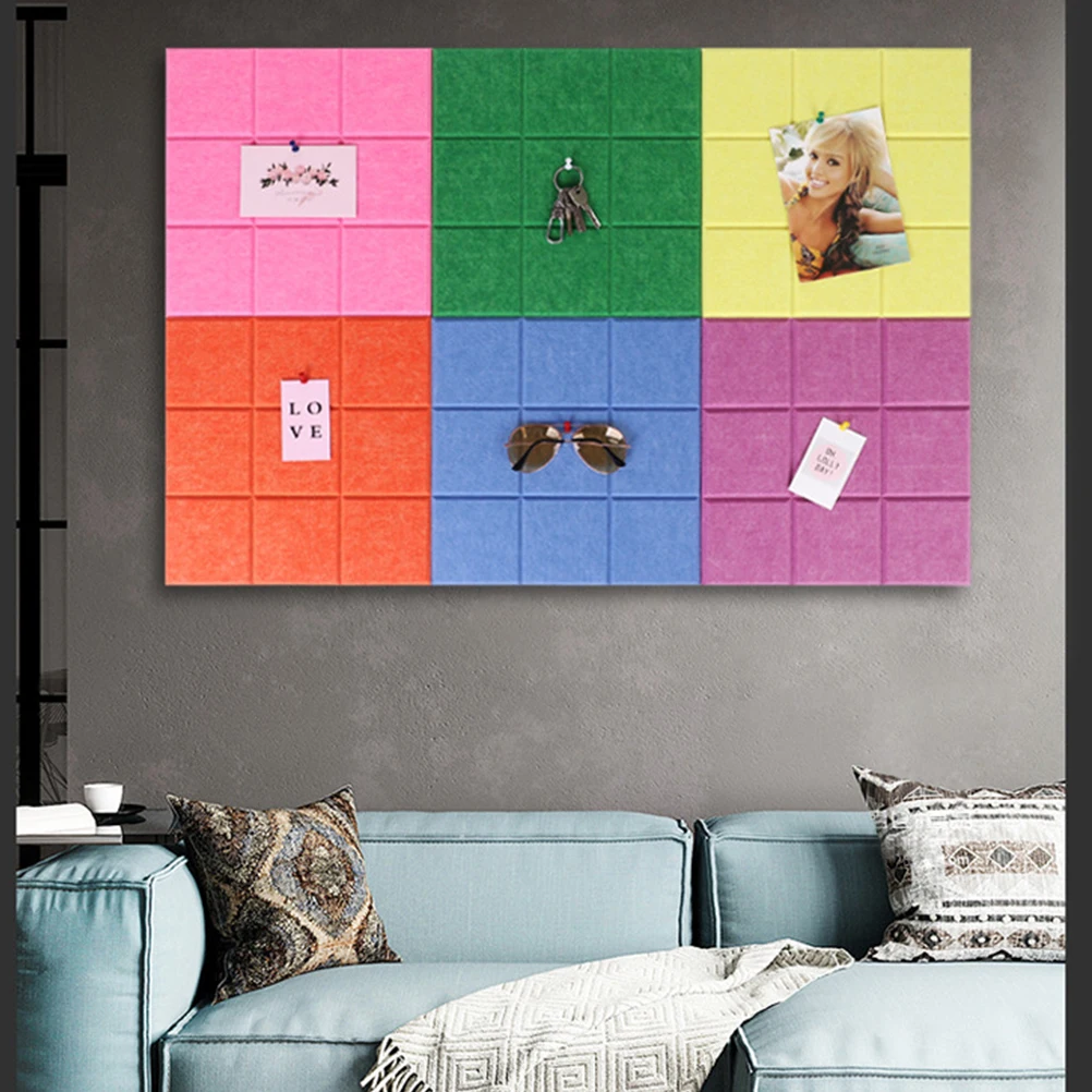 

4 Pcs Classroom Wall Sticker DIY Message Board Square Artworks Photo Display Felt Decoration Office