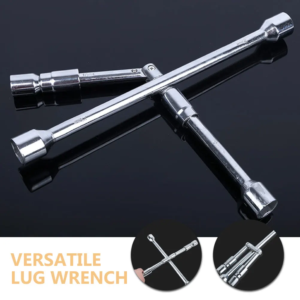

Tire Repair Wrench Universal Lug Car Folding Wheel Nut Tool Heavy Duty Cross Design Durable Steel Material Labor Saving