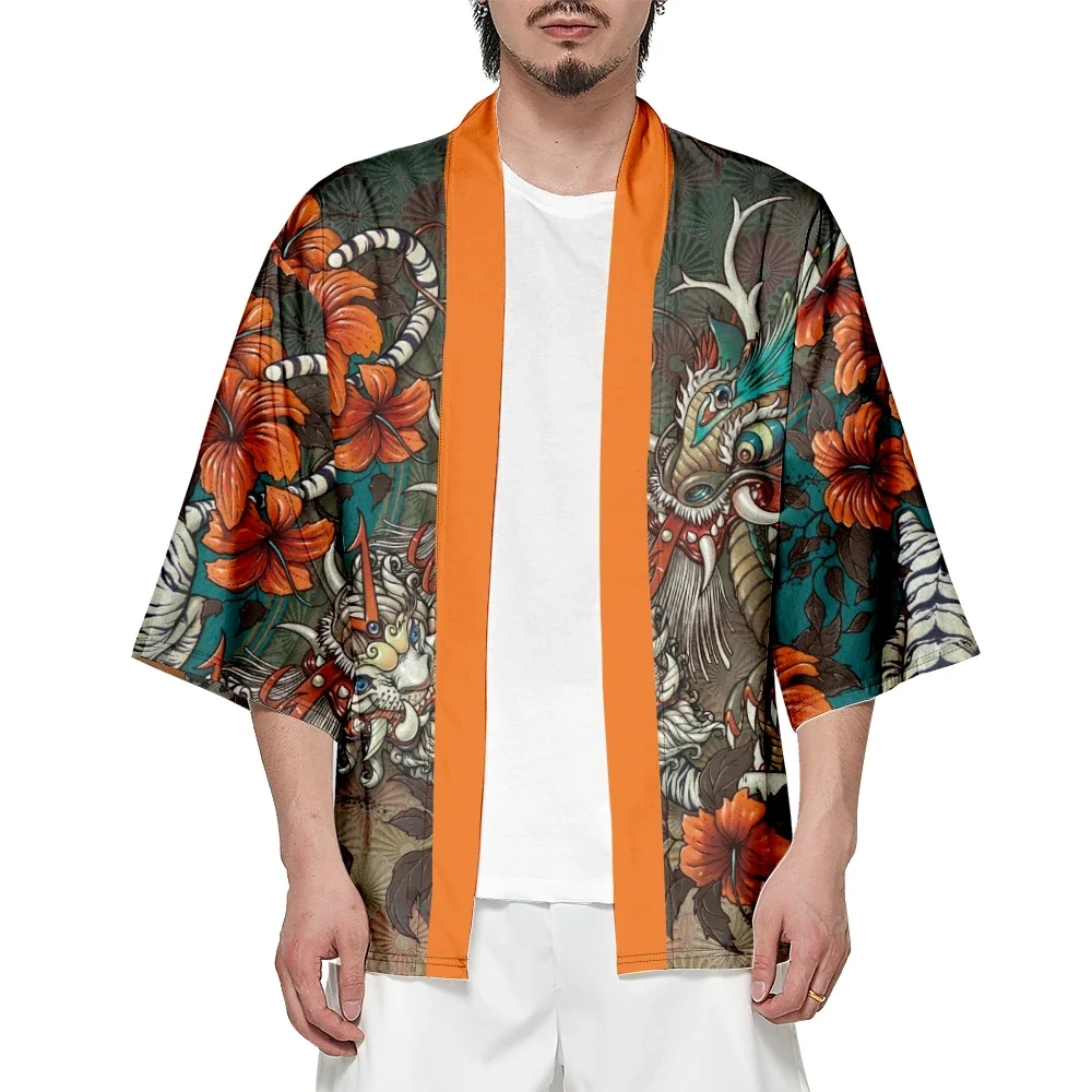 Kimono japonês de anime para homens e mulheres, Cosplay Cardigan, Camisa Yukata, Haori Tradicional, Roupas Asiáticas, Praia, Verão, Moda