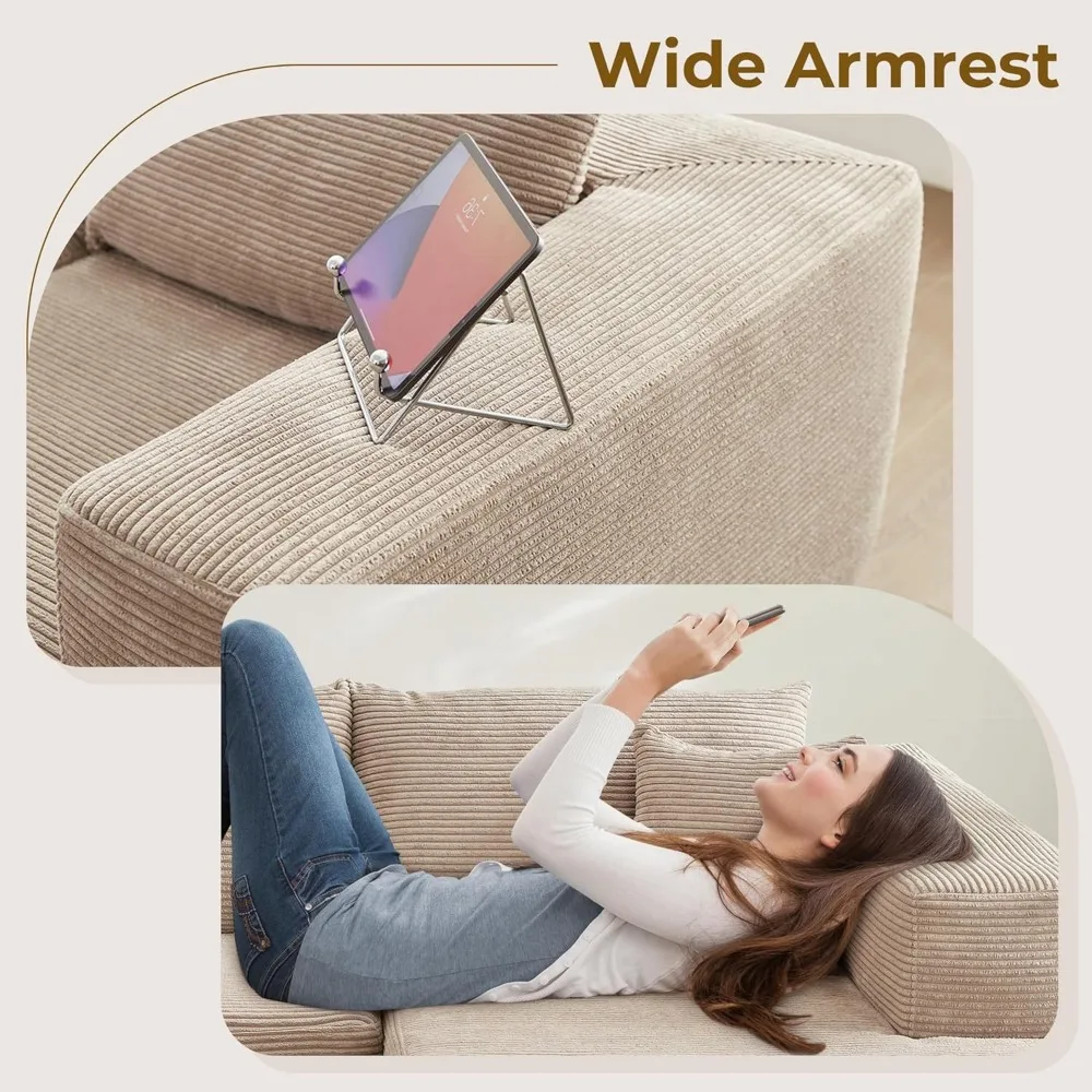 104" L-förmige modulare Sofagarnitur – bequeme gepolsterte Cloud-Couch für Wohnzimmer – moderne minimalistische Couch, tiefer Sitz