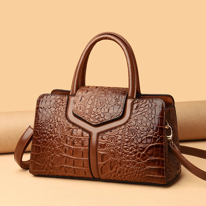 New Leather Suede Messenger Crocodile Bag Female Crossbody Shoulder Hand Top-handle Bags For Women High Quality Ladies Handbags