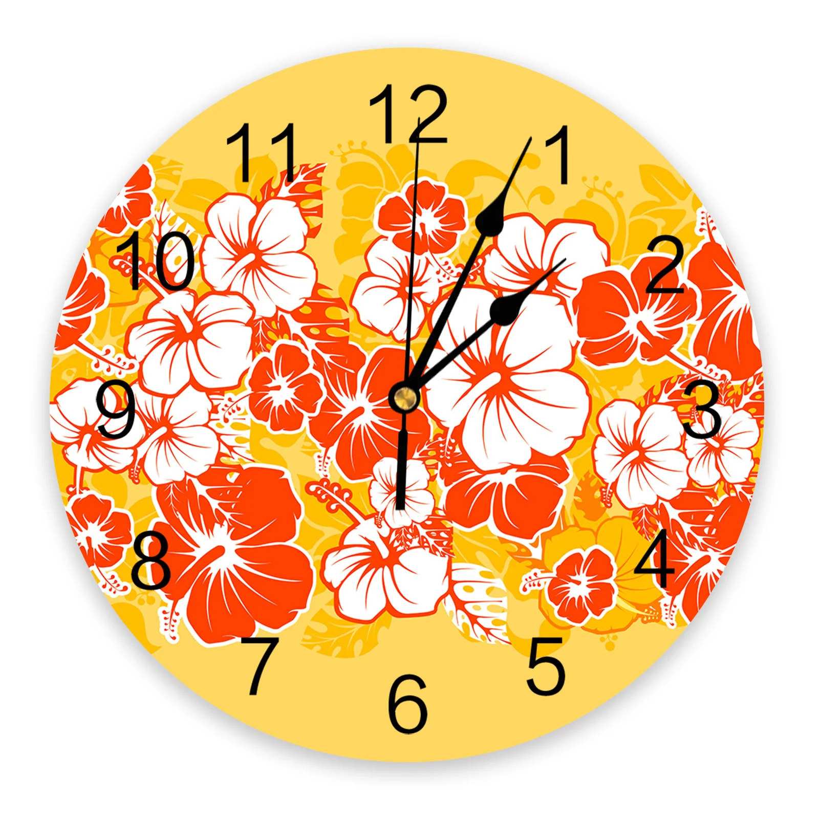 Hawaiian Tropical Flower Summer Bedroom Wall Clock Large Modern Kitchen Dinning Round Wall Clocks Living Room Watch Home Decor