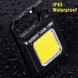 Mini lampe de poche LED portable multifonctionnelle, porte-clés, lampes de camping COB, chargement USB, lampes de travail, lanterne de pêche, 200 - 500MA