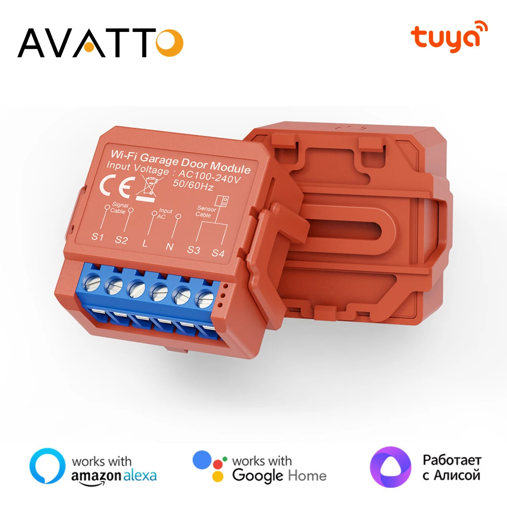 

AVATTO Tuya Wi-Fi модуль умного переключателя для гаражных ворот контроллер открывания ворот приложение голосовой пульт дистанционного управления поддержка Alexa Google Home