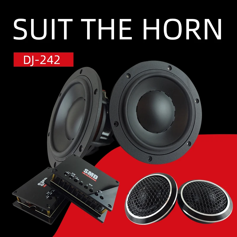 Hot Cast iron basket 2-way 6.5inch RMS 80W 93DB 65Hz-23Khz 4ohm Car Audio Component Speaker With Tweeter Woofer and Crossover