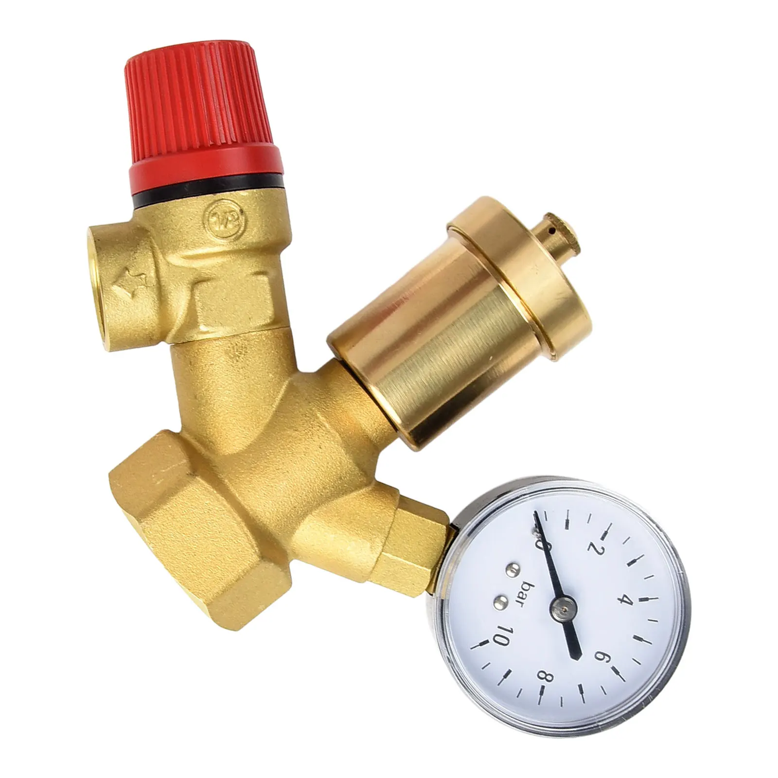 Boiler Safety Group Valve 1 Inch Thread with Relief Valve 3 Bar Pressure and Manometer 0 10 Bar Suitable for 50kW Boiler Systems