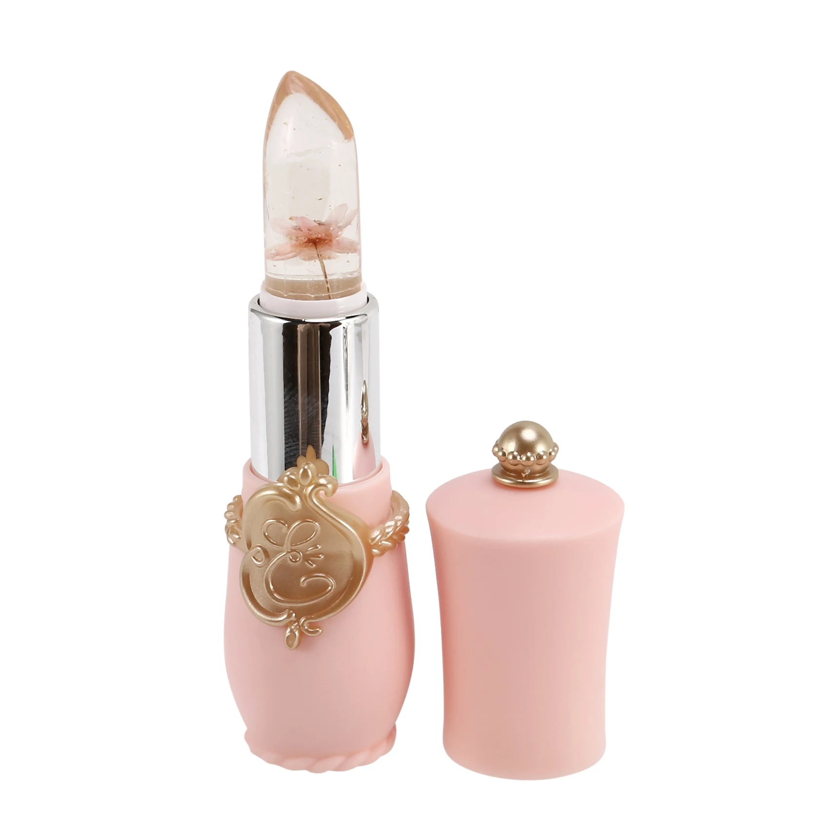 Belleza flor cristal jalea lápiz labial cambio de temperatura Color bálsamo labial maquillaje rosa claro