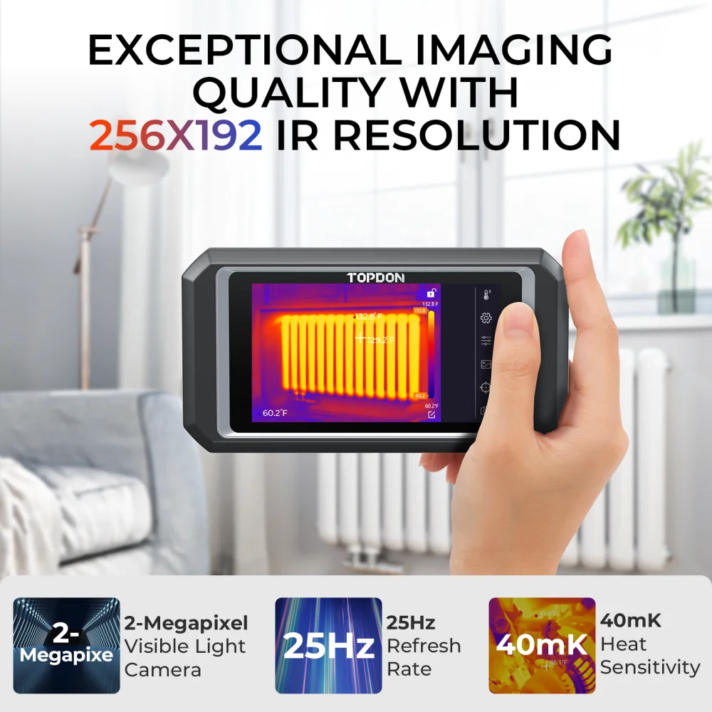 TOPDON TC003 Thermal Imaging Camera IR Resolution WIFI Android 256x192 Pixels 5 inch Touchable Screen Car Infrared Imager